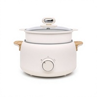 Casserole électrique antiadhésive de qualité supérieure avec commande par bouton, 3L, avec couvercle en verre et cuiseur vapeur pour la maison