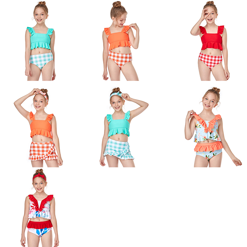 Купальный костюм Sunny Baby в европейском и американском стиле для маленьких девочек, сексуальный купальник, новинка 2022 года, топ без рукавов + трусы, комплект из двух предметов
