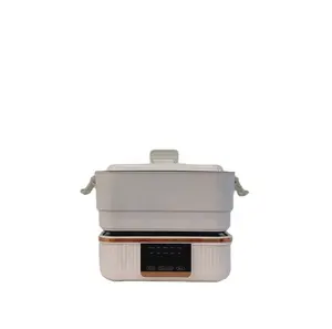 ポータブル2023ホワイトコーティングノンスティックコーティング調理面マルチ電気フライパン油圧電気鍋炊飯器