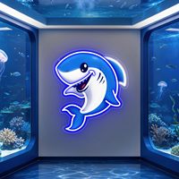 Enseigne néon Requin, Décoration murale LED, Lampe néon animale, Lumières néon réutilisables pour la maison et le commerce, Cadeau unique, Écran d'affichage