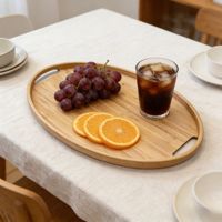 Plateaux ovales gigognes en bambou naturel, lot de 3, avec poignées, multi-usages, portables, durables, pour bijoux, service, cuisine, salle de bain