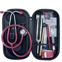 Kit Stéthoscope Médical Léger 8-en-1 en Acier Inoxydable à Double Tête pour Cardiologie, avec Étui Rigide, Certifié MDR CE pour Médecin