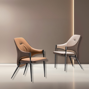 Chaise de salle à manger moderne, simple et élégante en acier inoxydable et titane noir avec cuir griffe de chat pour restaurants - Product Image 5