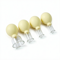 Ensemble de 4 ventouses en verre pour massage facial, outil de thérapie par ventouses, massage sous vide pour les yeux, anti-cellulite, pour la beauté