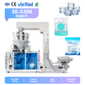 Machine d'emballage entièrement automatique électrique pour sachets Doypack à fond plat, pour glaçons et bonbons, avec haute productivité et surveillance à distance - Product Image 1