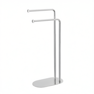 Porte-serviettes sur pied avec deux bras et base ovale, noir - Product Image 3