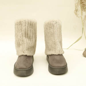 حذاء برقبة شتوي جديد بنعل سميك حذاء ثلج عالي القطيفة للنساء حذاء برباط متوسط الأنبوب للتجارة الخارجية حذاء آيسلندي - Product Image 4