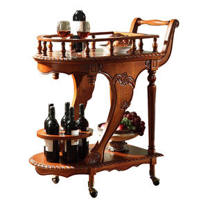 गर्म बिक्री लकड़ी की प्राचीन ट्रॉली होटल शराब ट्रॉली होटल शराब ट्रॉली चार पहियों के साथ अमेरिकी शैली लक्जरी होटल फर्नीचर घर बार फर्नीचर - Product Image 1