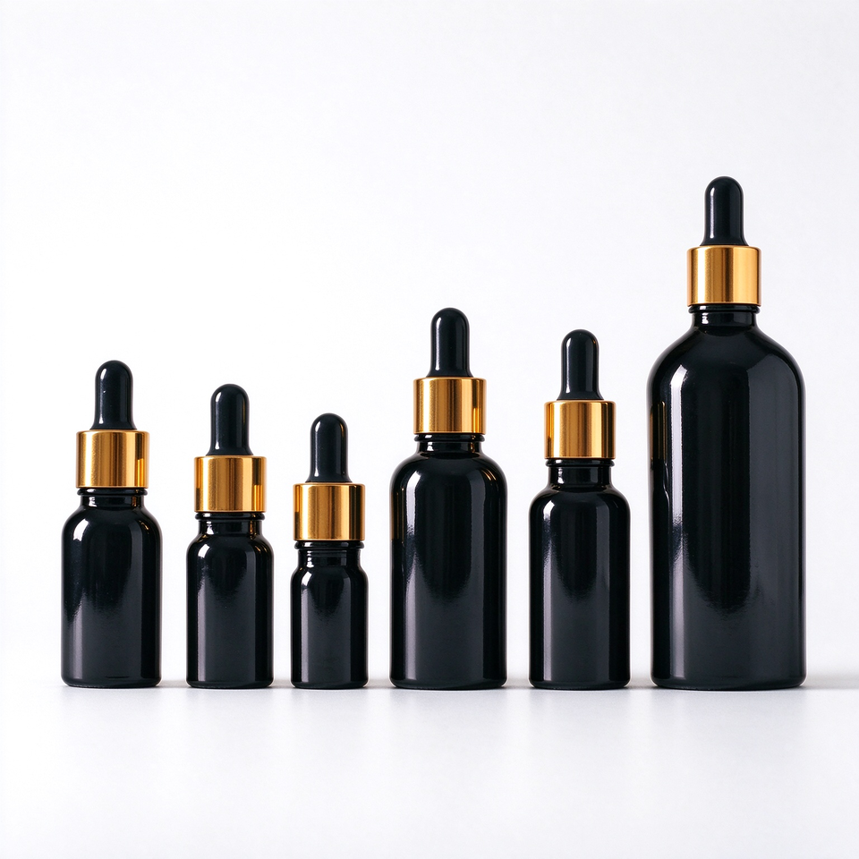 Dropper Battle 5ml 10ml 15ml 20ml 30ml Black Glass Essential Oil Bottle UV Barrier ...