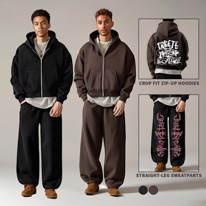 Conjunto de sudadera y pantalones deportivos holgados, conjunto de chándal grueso, ropa de calle, chándales de alta calidad para hombre - Product Image 2