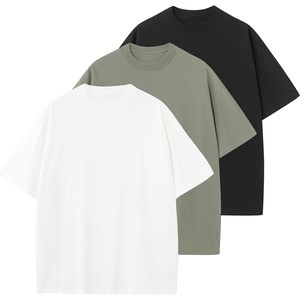 Camiseta de Algodón Oversize para Hombre, Unisex, Manga Corta, Cuello Redondo, Holgada, Básica, Deportiva, en Blanco, Verde y Negro - Product Image 1