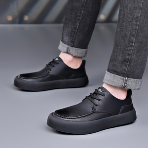 Chaussures de course à lacets pour hommes Veca Fashion Trend, style coréen, automne, cuir véritable, respirantes, semelle intérieure en EVA, semelle extérieure en caoutchouc épaisse - Product Image 4