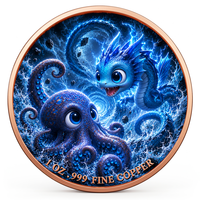 Pièce de monnaie double face 1 oz en cuivre pur 999, motif 'Twin Beasts Rivals', relief 3D, effet UV coloré, 'Lutte Éternelle', artisanat métallique artistique