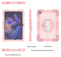 Étui antichoc triple couche pour Samsung Galaxy Tab A9 Plus 11 pouces avec support rotatif à 360°, sangle de transport et protection intégrale
