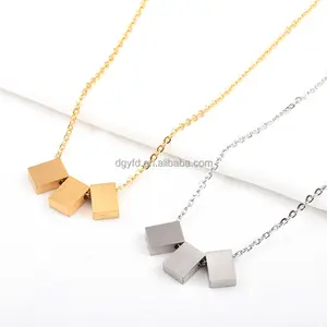 Three Block Necklace Custom Stainless Steel 18K Gold Plated Necklace Women Waterproof Jewelry Manufacturer