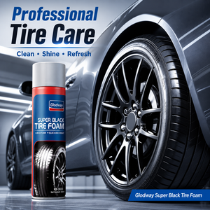 Glodway <span class=keywords><strong>Mousse</strong></span> de brillance pour pneus auto 560ml, Nettoyant jantes en spray, Revitalisant caoutchouc, Brillance intense, <span class=keywords><strong>Anti</strong></span>-fissures, Hydrofuge, Entretien - Product Image 1