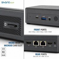 Mini PC NUC Sharerdp Factory Intel N100 N95 DDR4 DDR5 M.2 NVMe SSD Double LAN HDMI DP Type-C pour Affichage Dynamique 12V