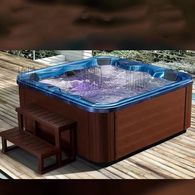 Jacuzzis Exterior 6 Persons Outdoor Freestanding whirlpool Tub Swim Spa Electric Cryotherapy Chamber Hot Tube Outdoor Cloud Blue