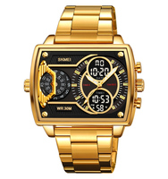 SKMEI 2229 jam tangan Digital untuk pria, arloji mewah Oval dengan Alarm tali baja tahan karat 3ATM tahan air, jam tangan olahraga untuk pria