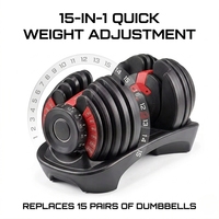 Ensemble d'haltères réglables antidérapants en caoutchouc de 24 kg (52,5 lb) pour l'entraînement musculaire des bras et la musculation automatique