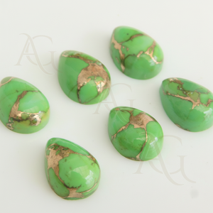 Natural Green Copper Turquoise Pear Smooth Precious Stone Loose Gemstone For Jewelry Making - Product Image 1
