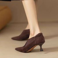 Escarpins à bout pointu de style français pour femmes, talons hauts élastiques à enfiler pour le bureau et le quotidien, OEM ODM