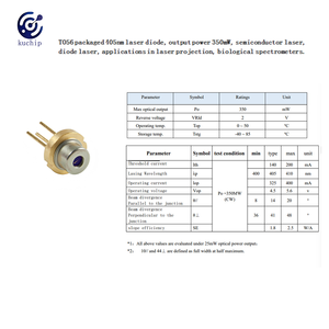 To56 đóng gói <span class=keywords><strong>Diode</strong></span> <span class=keywords><strong>Laser</strong></span> 405nm Công suất đầu ra 350mW cho các ứng dụng chiếu <span class=keywords><strong>laser</strong></span> <span class=keywords><strong>diode</strong></span> bán dẫn chất lượng cao - Product Image 4