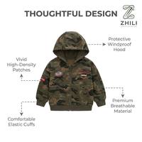 Sweat à capuche camouflage pour garçons, veste zippée style militaire décontracté avec patchs, mode automne en coton
