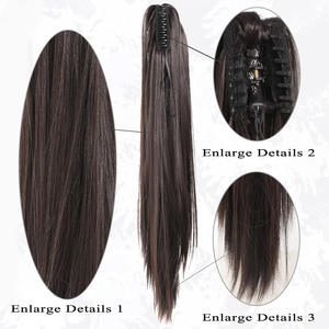 Perruques queue de cheval pour femmes, fibres synthétiques, lisses, avec clip à 8 dents, extensions de cheveux sans couture, résistantes à la chaleur, 140g, marque Henan - Product Image 3