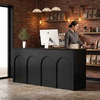 Mostrador de Recepción Comercial Pequeño de Madera Maciza Negra de Alta Calidad con Almacenamiento, Logotipo Personalizable, Mostrador de Recepción Negro