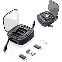 Boîte de câbles rétractables multifonctionnelle, ensemble d'adaptateurs de câbles de charge 7 en 1, cadeau idéal, support de bureau, kit d'adaptateurs de câbles de voyage