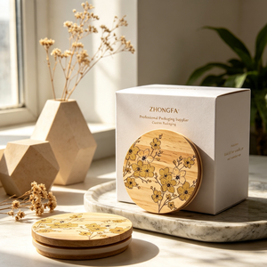 Round Shape UV Printed Pine And Rubber Wood Candle <b>Lid</b> With Custom Logo For Glass Jars Home Fragrance And <b>Decorative</b> Packaging - Product Image 6