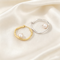 Boucles d'oreilles en argent Sterling 925 plaqué or 18k pour femme, bijoux en perles irrégulières creuses et tordues