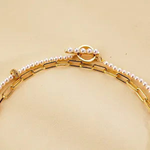 Colgante Chapado en oro de 18 quilates con forma de concha, conjunto de collares multicapa de perlas de imitación, joyería para mujer