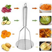 Aardappelstamper, handmatige stamper, heavy-duty roestvrijstalen aardappelstamper, puree-knijper, keukengerei voor groenten, babyvoeding, fruit