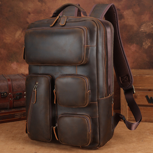 Nuovo Arrivo <span class=keywords><strong>Zaino</strong></span> da <span class=keywords><strong>Viaggio</strong></span> <span class=keywords><strong>Vintage</strong></span> in Vera Pelle Crazy Horse Pieno Fiore di Produzione Propria per Laptop - Product Image 1
