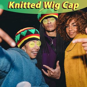SOLPOP 5 pièces Accessoires <span class=keywords><strong>de</strong></span> fête <span class=keywords><strong>Rasta</strong></span> Cos : Chapeau avec dreadlocks noires, lunettes jaunes, 3 bracelets – Costume <span class=keywords><strong>de</strong></span> <span class=keywords><strong>déguisement</strong></span> Caraïbes - Product Image 6