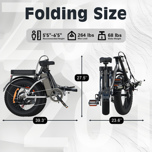 Bicicleta Plegable de 20 Pulgadas, 250w, 36v, Batería de Litio de 13ah, Neumáticos Anchos para Ciudad, Eléctrica - Product Image 6