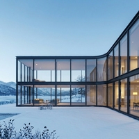 Système de maison passive pour villa avec fenêtres en bois recouvertes d'aluminium européennes, isolation thermique, utilisation en cuisine et en extérieur