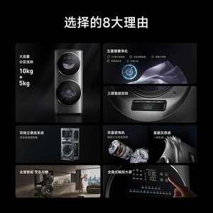 Para <span class=keywords><strong>Lavadora</strong></span> y Secadora Todo en Uno de Partición <span class=keywords><strong>Xiaomi</strong></span> Mijia 15kg Negra Automática de Carga Frontal - Product Image 2