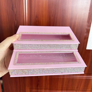Caja de embalaje de lujo <span class=keywords><strong>rosa</strong></span> <span class=keywords><strong>con</strong></span> purpurina para <span class=keywords><strong>uñas</strong></span> postizas, <span class=keywords><strong>con</strong></span> logotipo privado y diamantes de imitación - Product Image 4