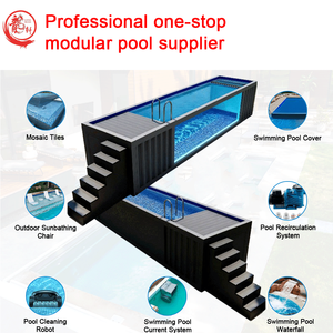 Ngoài trời container hồ bơi vườn sợi thủy tinh sợi thủy tinh FRP vận chuyển container hồ bơi đầy đủ bể bơi sinh hoạt container với phông chữ - Product Image 3