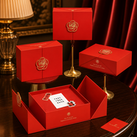 Boîte cadeau rigide magnétique en or rose, pour la Saint-Valentin, bijoux, mariage, cosmétiques, emballage personnalisé, logo personnalisé, boîte en papier rouge de luxe
