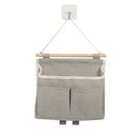 Sacs de rangement muraux, sac de rangement suspendu en polyester-coton pour salle de bain, cuisine, chambre à coucher, salon (noir, gris)