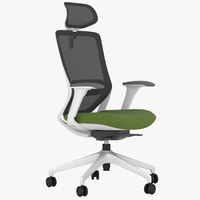 Chaise de bureau ergonomique à dossier haut en tissu maillé avec appui-tête et roulettes, hauteur réglable, design contemporain