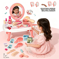 AJB Tendance 2026 Coiffeuse de jeu en plastique avec miroir réglable, lumières clignotantes et musique pour enfants de 4 à 12 ans