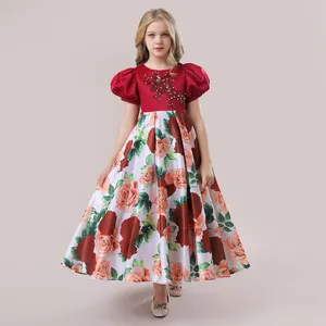 Vente chaude enfants été fête robe pleine longueur robe d'été pour les filles 10 ans filles robes 2-12 enfants vêtements