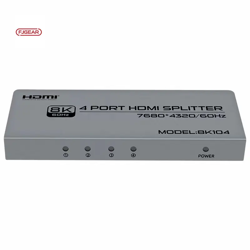 8k104 FJGEAR Bạc 7680*4320/60Hz HDMI Video Splitter 4 cổng 1 trong 4 ra Splitter & chuyển đổi