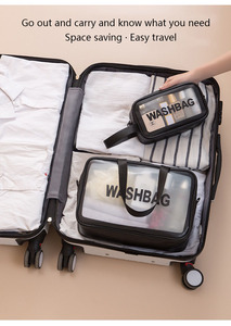 Borsa da trucco in PVC <span class=keywords><strong>trasparente</strong></span> di grande capacità con etichetta privata con impugnatura impermeabile borsa cosmetica da viaggio - Product Image 5