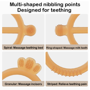 Anneau de <span class=keywords><strong>dentition</strong></span> sans BPA pour bébés Jouet à mâcher en silicone souple Soulagement sensoriel Apaise la douleur des gencives Jouet de <span class=keywords><strong>dentition</strong></span> sûr pour bébé - Product Image 2